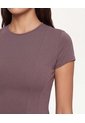Camiseta Manga Corta Con Vuelo Dinámica  Para Mujer Café Atmos de Atmos