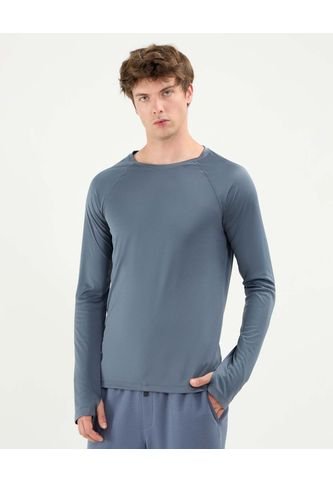 Camiseta Para Hombre Manga Larga Cuello Redondo Color Azul Marca Atmos #32090205 Atmos