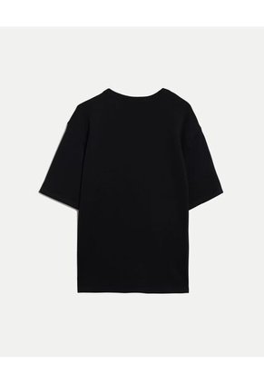 Camiseta Relaxed Fit Manga Corta Con Bolsillo  Para Hombre Negro Atmos