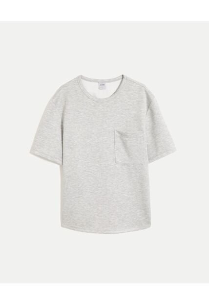 Camiseta Relaxed Fit Manga Corta Con Bolsillo  Para Hombre Gris Atmos