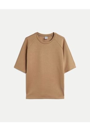 Camiseta Amplia Manga Ranglan Plush Para Hombre Café Atmos