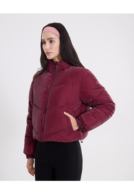Chaqueta Acolchada Cuello Alto Para Mujer  Deportiva  Color Vino Marca Atmos