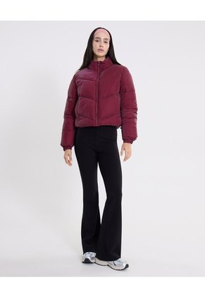 Chaqueta Acolchada Cuello Alto Para Mujer  Deportiva  Color Vino Marca Atmos