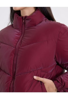Chaqueta Acolchada Cuello Alto Para Mujer  Deportiva  Color Vino Marca Atmos