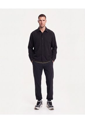 Camisa Técnica Con Bolsillo Práctica  Para Hombre Negro Atmos