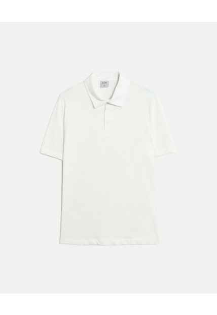 Polo Manga Corta Algodón  Para Hombre Blanco Atmos