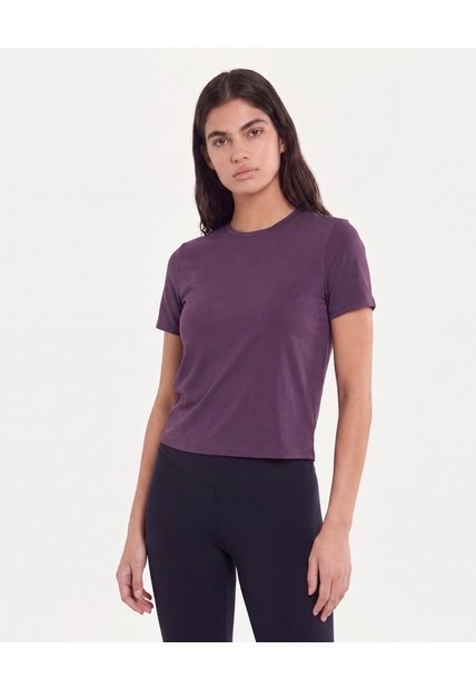 Camiseta Boxy Con Bonding  Para Mujer Morado Atmos