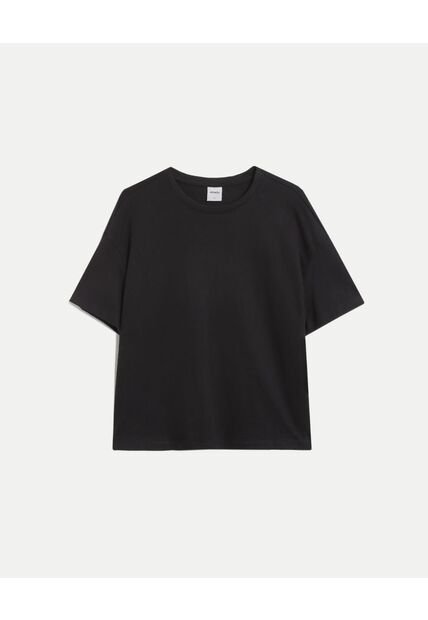 Camiseta Oversize Básica  Para Mujer Negro Atmos