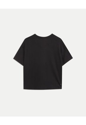 Camiseta Oversize Básica  Para Mujer Negro Atmos