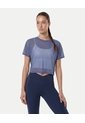 Camiseta Manga Corta En Mesh  Para Mujer Azul Atmos de Atmos