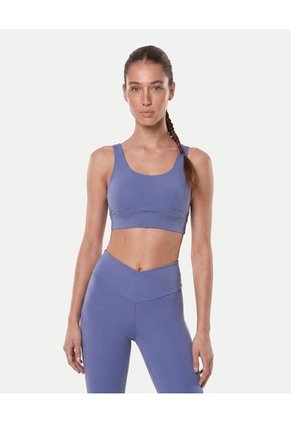 Top Soporte Medio Copas Y Escote U Para Mujer Azul Atmos