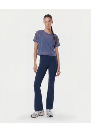 Camiseta Manga Corta En Mesh  Para Mujer Azul Atmos