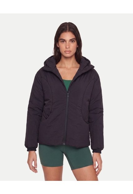Chaqueta Acolchada Con Cortes Laterales  Para Mujer Negro Atmos