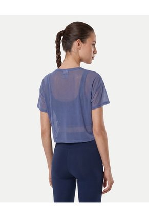 Camiseta Manga Corta En Mesh  Para Mujer Azul Atmos