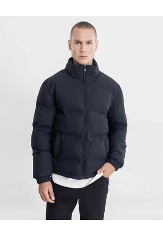 Chaqueta Acolchada Pu Cuello Alto  Para Hombre Negro Atmos Atmos