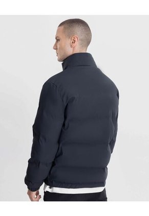 Chaqueta Acolchada Pu Cuello Alto  Para Hombre Negro Atmos