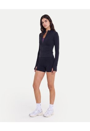 Buzo Full Zipper Ajustado  Para Mujer Negro Atmos