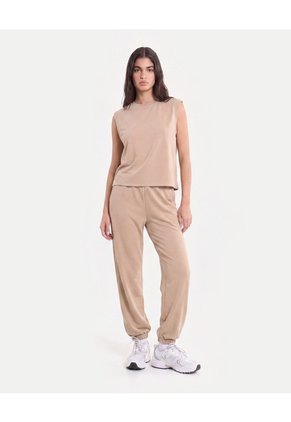 Camiseta Manga Sisa Amplia Plush  Para Mujer Crema Atmos
