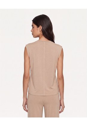 Camiseta Manga Sisa Amplia Plush  Para Mujer Crema Atmos