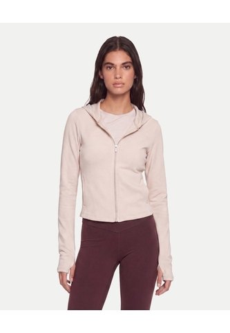 Buzo Crop Full Zipper Hoodie Plush  Para Mujer Beige Atmos Atmos