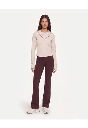 Buzo Crop Full Zipper Hoodie Plush  Para Mujer Beige Atmos