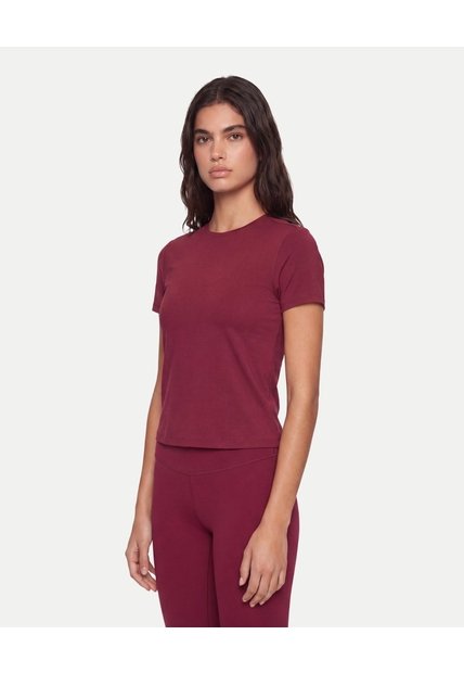 Camiseta Manga Corta Boxy  Para Mujer Vino Atmos