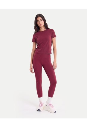 Camiseta Manga Corta Boxy  Para Mujer Vino Atmos