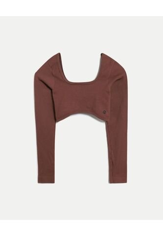 Camiseta Para Mujer Crop Top Color Café Marca Atmos #31090305 Atmos