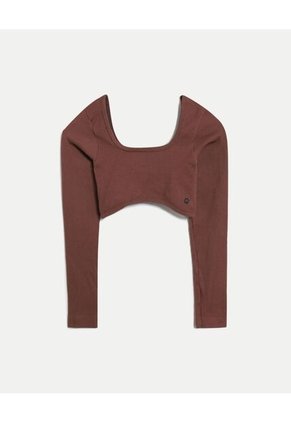 Camiseta Para Mujer Crop Top Color Café Marca Atmos #31090305