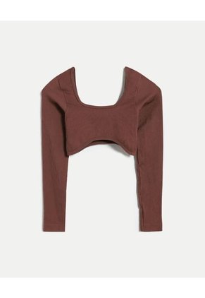 Camiseta Para Mujer Crop Top Color Café Marca Atmos #31090305