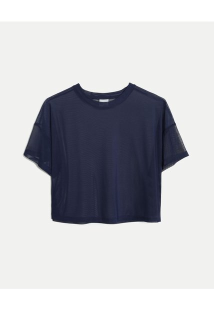 Camiseta Manga Corta En Mesh  Para Mujer Azul Atmos