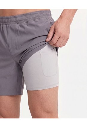 Bermuda Training 7 Pulgadas Con Biker Sabadel  Para Hombre Gris Atmos