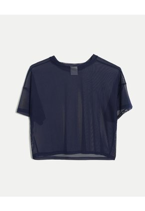 Camiseta Manga Corta En Mesh  Para Mujer Azul Atmos