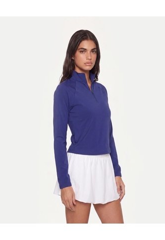 Buzo Cuello Alto Half Zipper  Para Mujer Azul Atmos Atmos