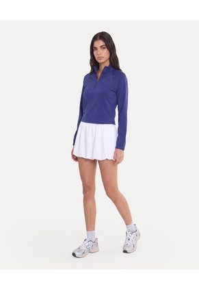 Buzo Cuello Alto Half Zipper  Para Mujer Azul Atmos