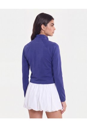 Buzo Cuello Alto Half Zipper  Para Mujer Azul Atmos