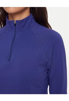 Buzo Cuello Alto Half Zipper  Para Mujer Azul Atmos