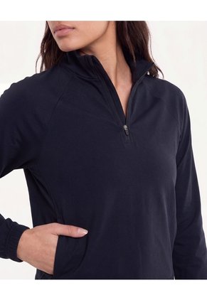 Buzo Deportivo Half Zipper  Para Mujer Azul Atmos