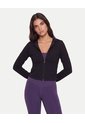 Buzo Crop Full Zipper Hoodie Plush  Para Mujer Negro Atmos de Atmos