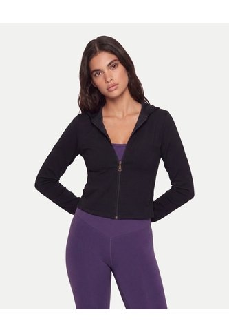Buzo Crop Full Zipper Hoodie Plush  Para Mujer Negro Atmos Atmos