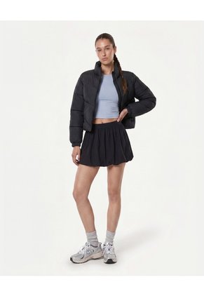 Chaqueta Acolchada Cuello Alto  Para Mujer Negro Atmos