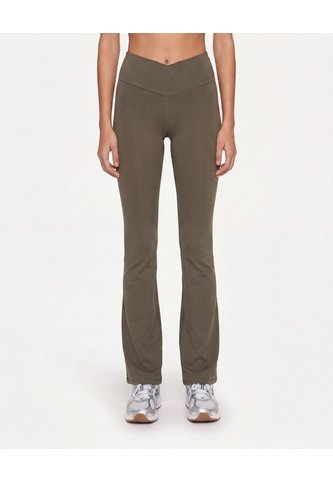 Leggings Flare Pretina Cruzada  Para Mujer Gris Atmos Atmos