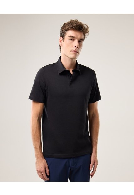 Polo Manga Corta Algodón  Para Hombre Negro Atmos