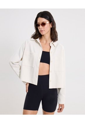 Chaqueta Sobrecamisa Plush Con Bolsillos Para Mujer  Deportiva  Color Blanco Marca Atmos