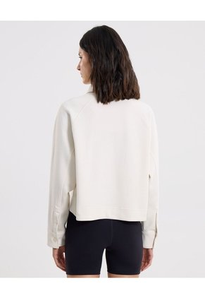 Chaqueta Sobrecamisa Plush Con Bolsillos Para Mujer  Deportiva  Color Blanco Marca Atmos