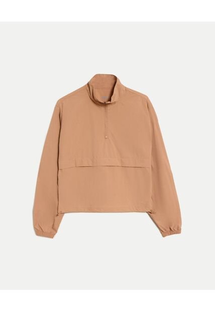 Chaqueta Rompevientos Cuello Alto  Para Mujer Camel Atmos