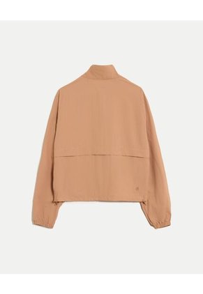 Chaqueta Rompevientos Cuello Alto Para Mujer Camel Atmos
