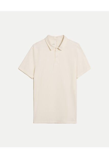 Polo Manga Corta Con Botones  Para Hombre Blanco Atmos