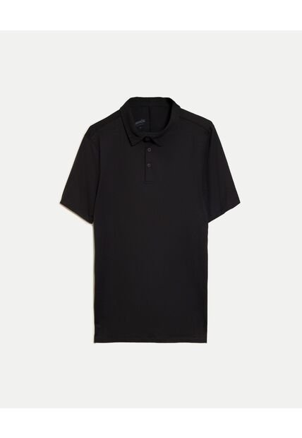 Polo Manga Corta Con Botones  Para Hombre Negro Atmos