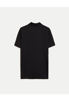 Polo Manga Corta Con Botones  Para Hombre Negro Atmos